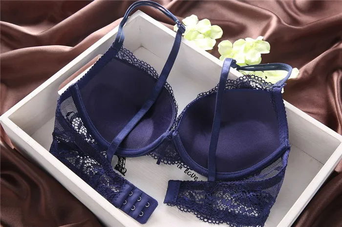 European Style Sexy Bra Set Women Cotton Underwear Sexy Lace Panties Female Push Up Brassiere Fashion Solid Color Lingerie Set