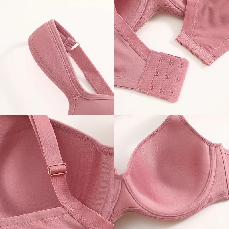 4Pcs/Set Sexy Women Plus Size Underwire Full Coverage Unlined Seamless Bra Wide Straps Wireless Bras for Women Push Up Brassiere