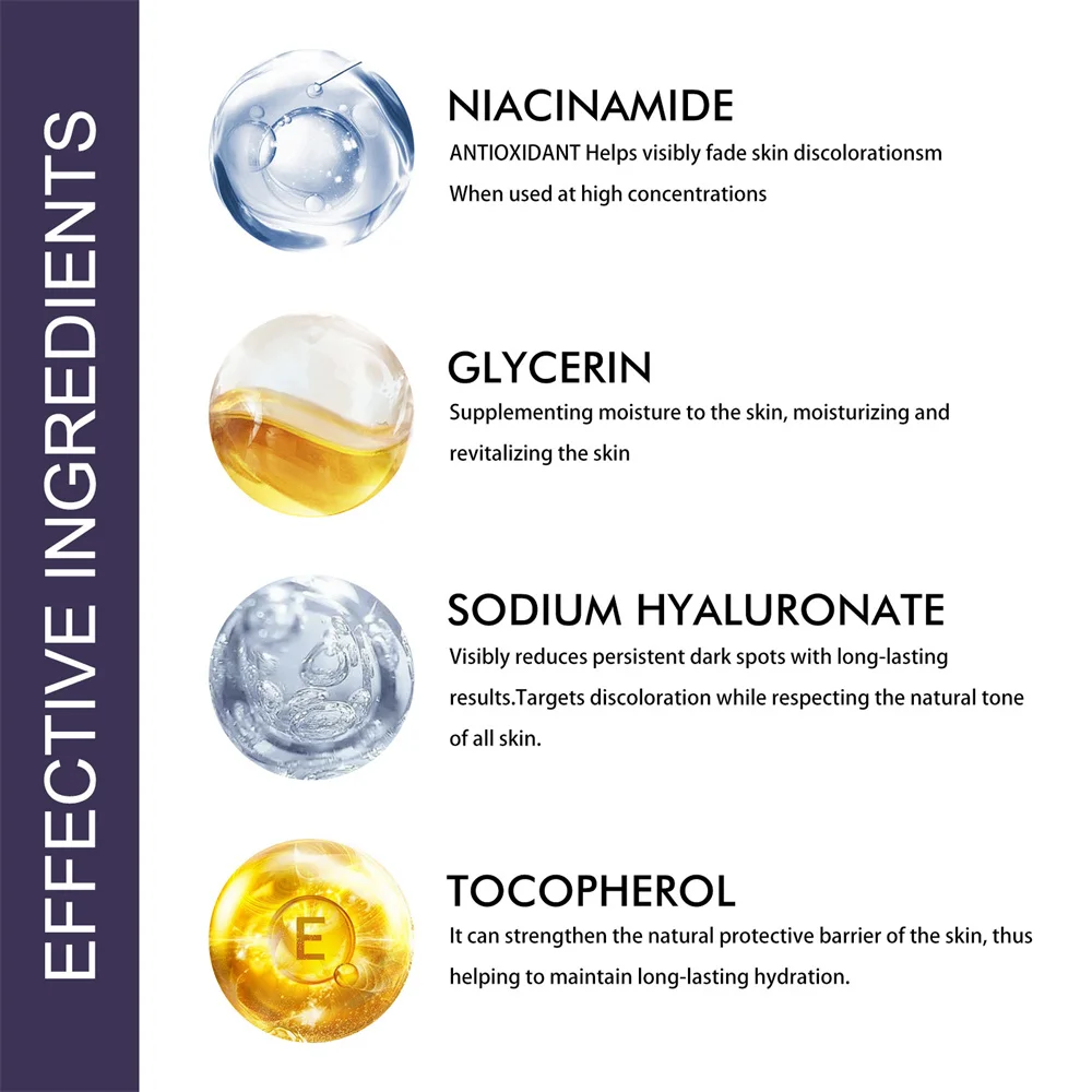 Hoygi Niacinamide Facial Serum Vitamin B3 Wrinkles Pigment Dark Spot Removal Correcting Glow Serum Face Whitening Moisturizer