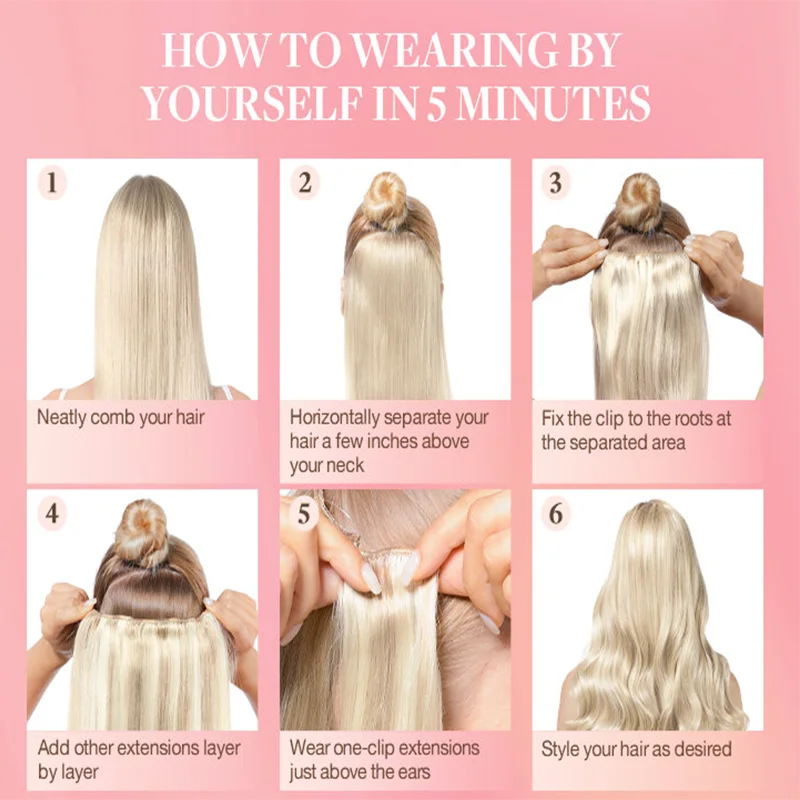 8Pcs Clip In Hair Extensions 100% Human Hair P8/613 Color Brown Highlight Blonde For Women Daily Use Real Hair Natural Black 4#