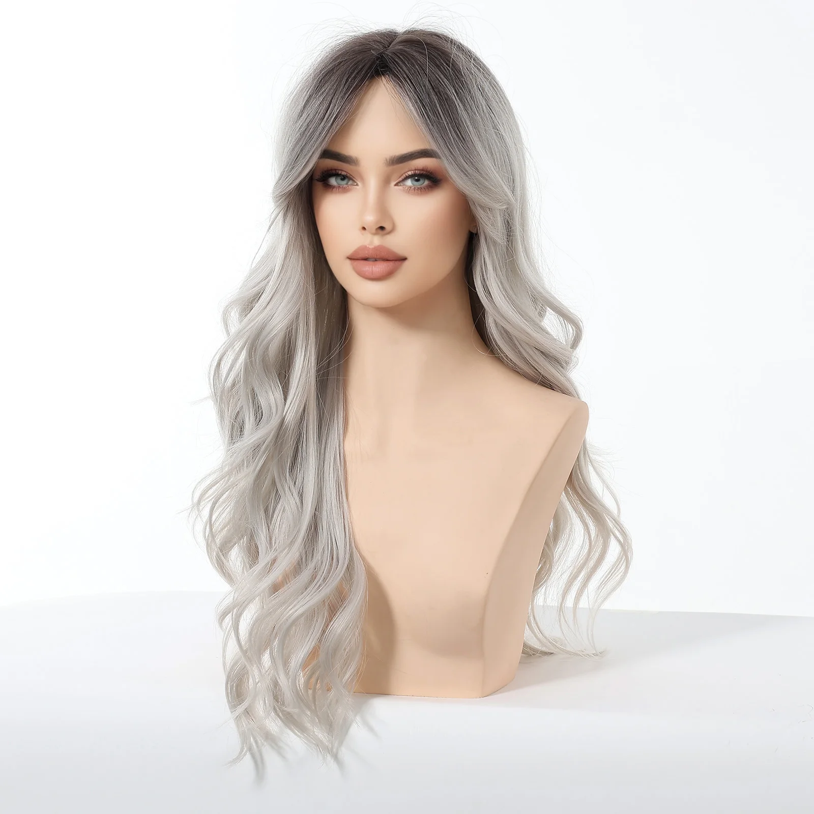 Allbell Magique Ombre Grey Synthetic Wigs With Side Bangs For Women Party Cosplay Natural Wavy Fake Hair Heat Resistant Fiber Allbell Magique Ombre Grey Synthetic Wigs With Side Bangs For Women Party Cosplay Natural Wavy Fake Hair Heat Resistant Fiber