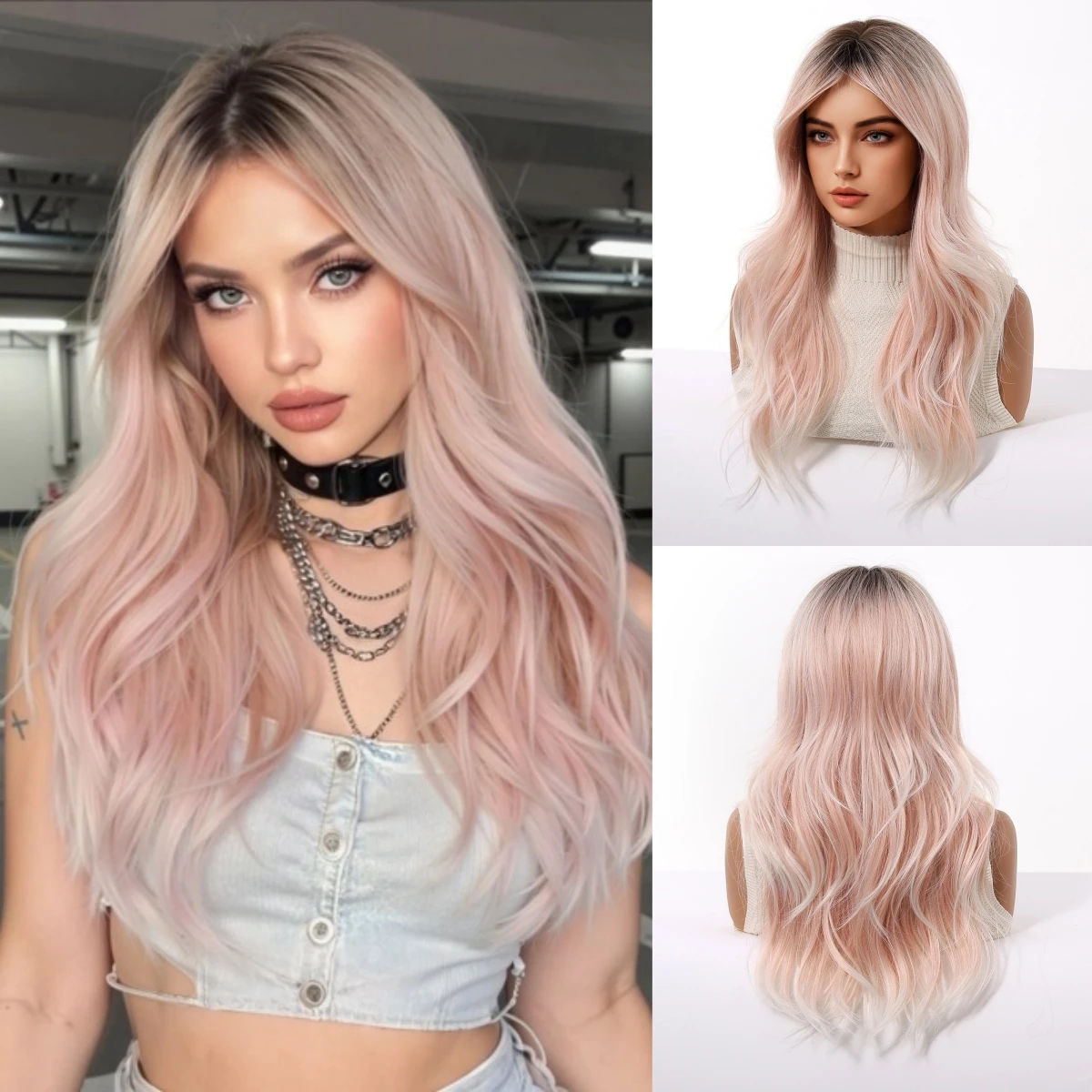 Allbell Magique Ombre Grey Synthetic Wigs With Side Bangs For Women Party Cosplay Natural Wavy Fake Hair Heat Resistant Fiber Allbell Magique Ombre Grey Synthetic Wigs With Side Bangs For Women Party Cosplay Natural Wavy Fake Hair Heat Resistant Fiber