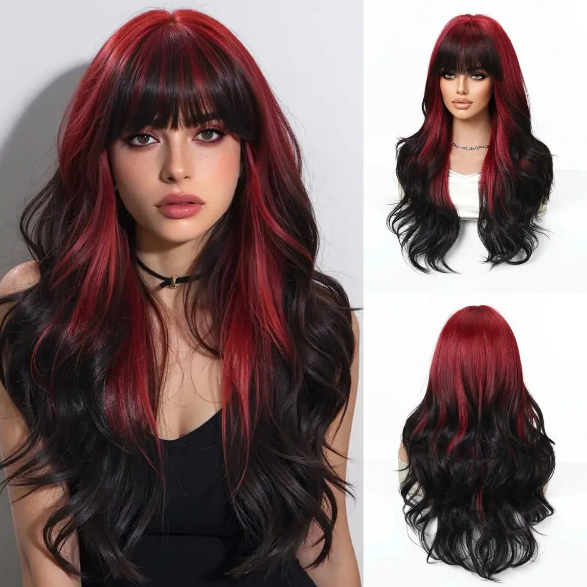 Allbell Magique Ombre Grey Synthetic Wigs With Side Bangs For Women Party Cosplay Natural Wavy Fake Hair Heat Resistant Fiber Allbell Magique Ombre Grey Synthetic Wigs With Side Bangs For Women Party Cosplay Natural Wavy Fake Hair Heat Resistant Fiber