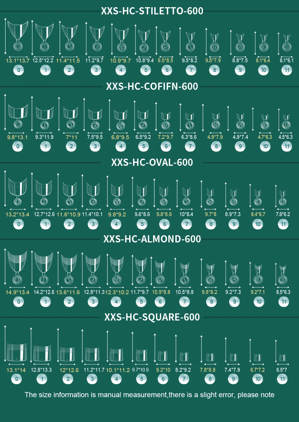 Nailpop 600PCS Nail Tips Full Cover Medium Length Ballerina Press On False Nail Extenison Tips with Box for Salons and Home DIY