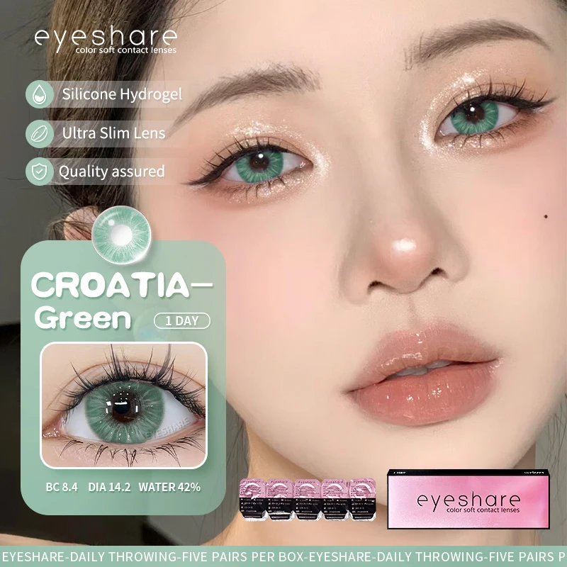 EYESHARE 10Pcs=5Pair Color Contact Lenses for 1 Day Daily Lens Blue Contacts Daily Disposable High Wearing Comfort Brown Lenses