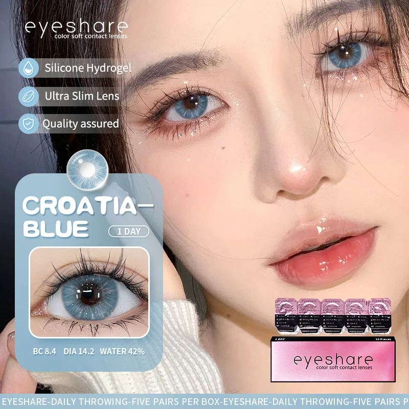 EYESHARE 10Pcs=5Pair Color Contact Lenses for 1 Day Daily Lens Blue Contacts Daily Disposable High Wearing Comfort Brown Lenses