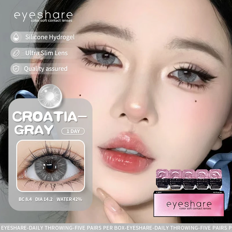 EYESHARE 10Pcs=5Pair Color Contact Lenses for 1 Day Daily Lens Blue Contacts Daily Disposable High Wearing Comfort Brown Lenses
