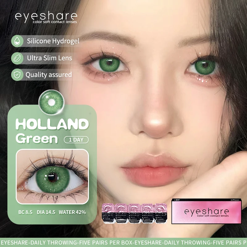 EYESHARE 10Pcs=5Pair Color Contact Lenses for 1 Day Daily Lens Blue Contacts Daily Disposable High Wearing Comfort Brown Lenses