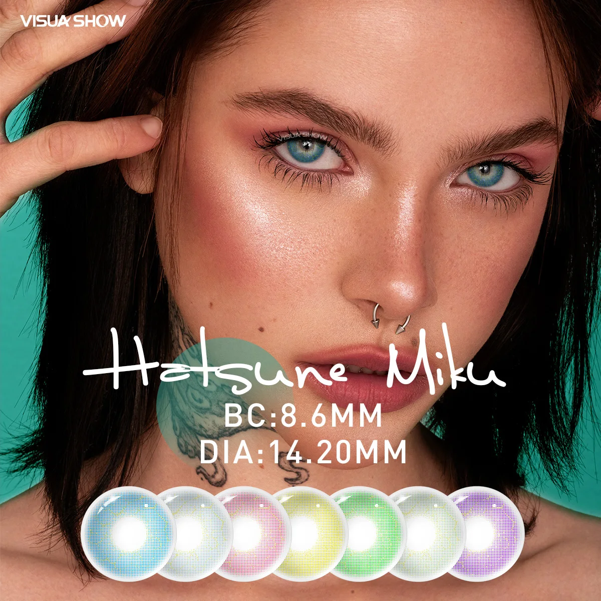 Visuashow Anime Colored Contact Lenses Miku Cosplay Coloured Contact Lens Yearly Beauty Small Pupils Lens Pink Eye Lenses