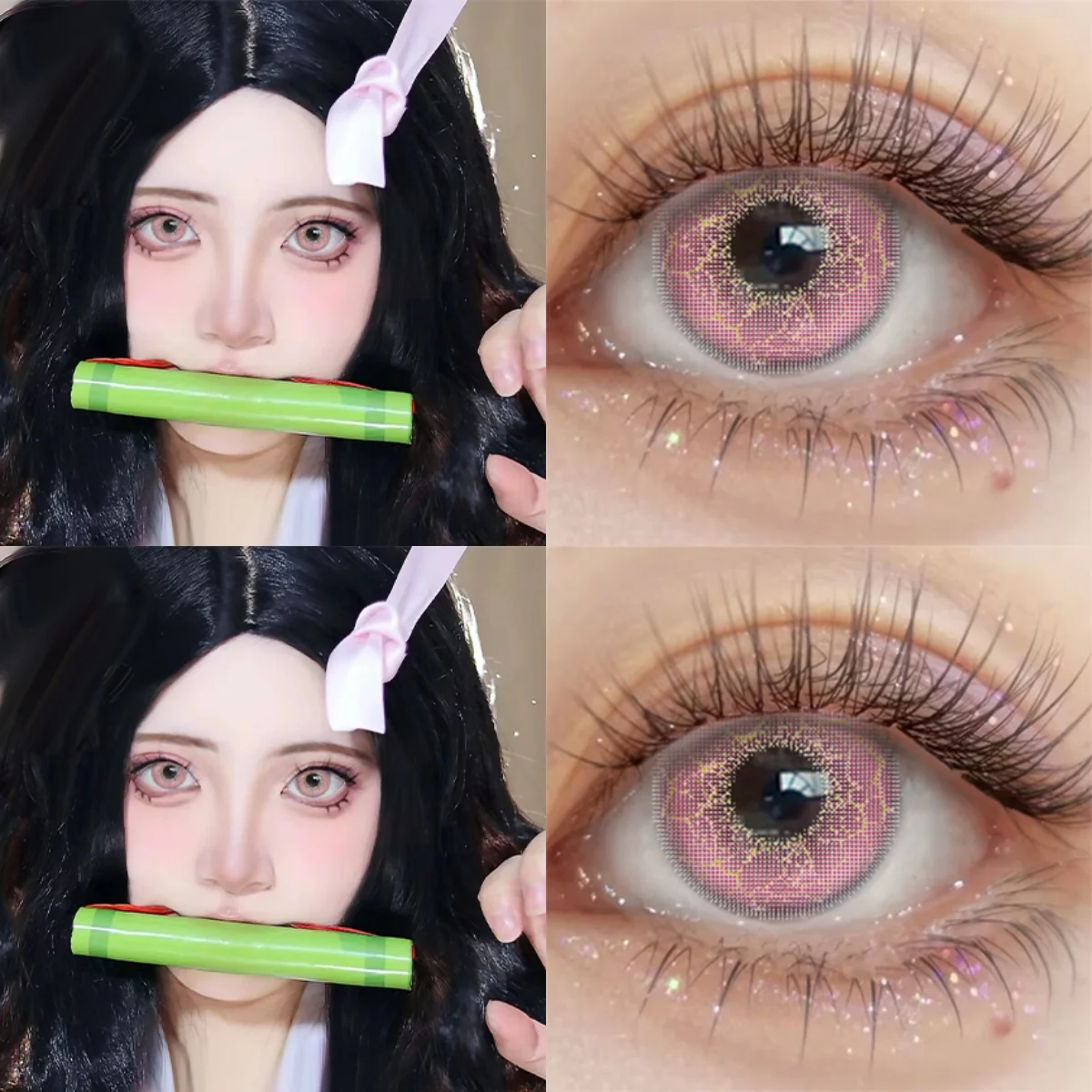 Visuashow Anime Colored Contact Lenses Miku Cosplay Coloured Contact Lens Yearly Beauty Small Pupils Lens Pink Eye Lenses