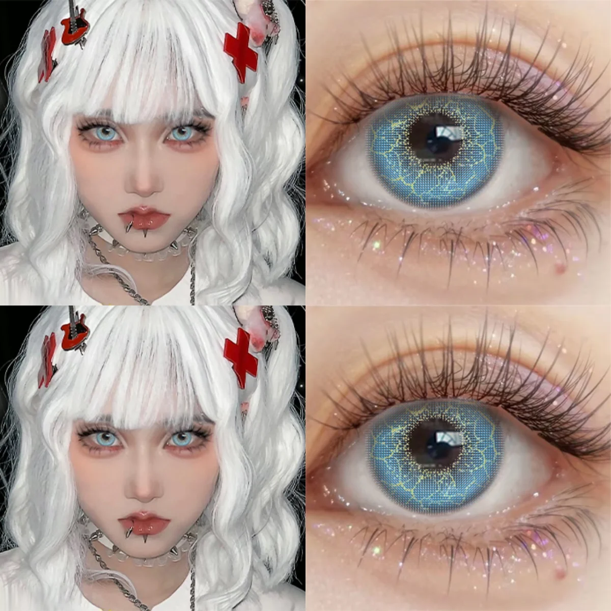 Visuashow Anime Colored Contact Lenses Miku Cosplay Coloured Contact Lens Yearly Beauty Small Pupils Lens Pink Eye Lenses