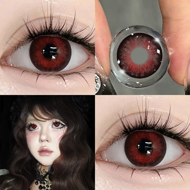 MILL CREEK 2pcs New Colored Contact Lenses for Eye Anime Eye With Degree Black Contacts Lenses Halloween Pupils Makeup Contact MILL CREEK 2pcs New Colored Contact Lenses for Eye Anime Eye With Degree Black Contacts Lenses Halloween Pupils Makeup Contact