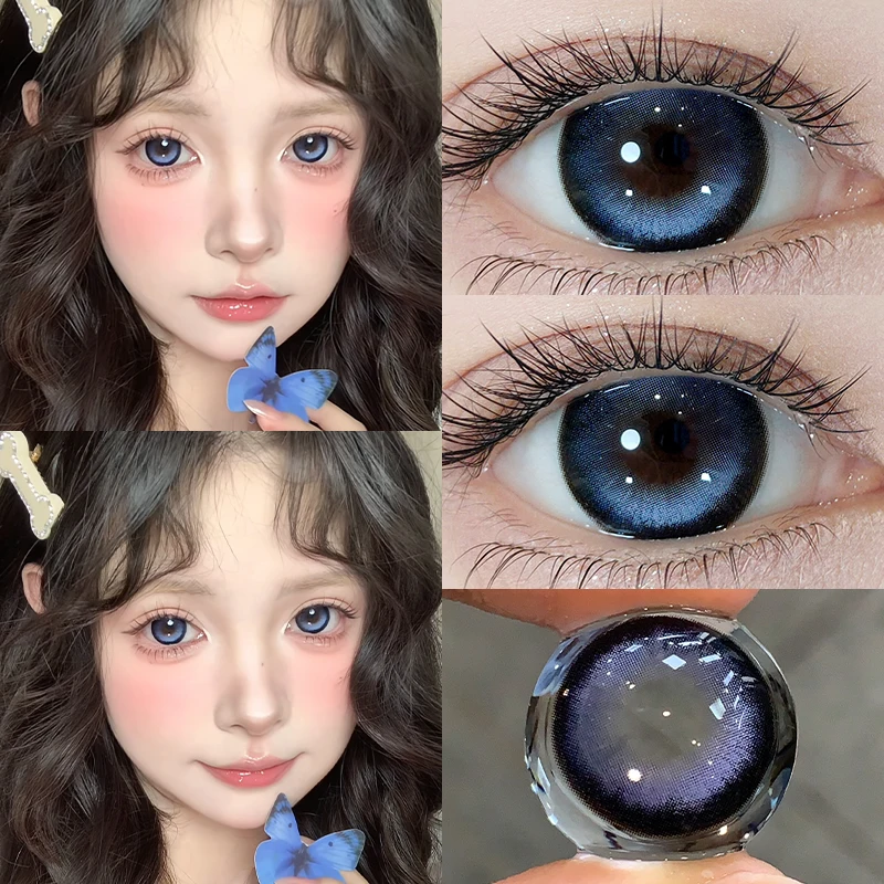 MILL CREEK 2pcs New Colored Contact Lenses for Eye Anime Eye With Degree Black Contacts Lenses Halloween Pupils Makeup Contact