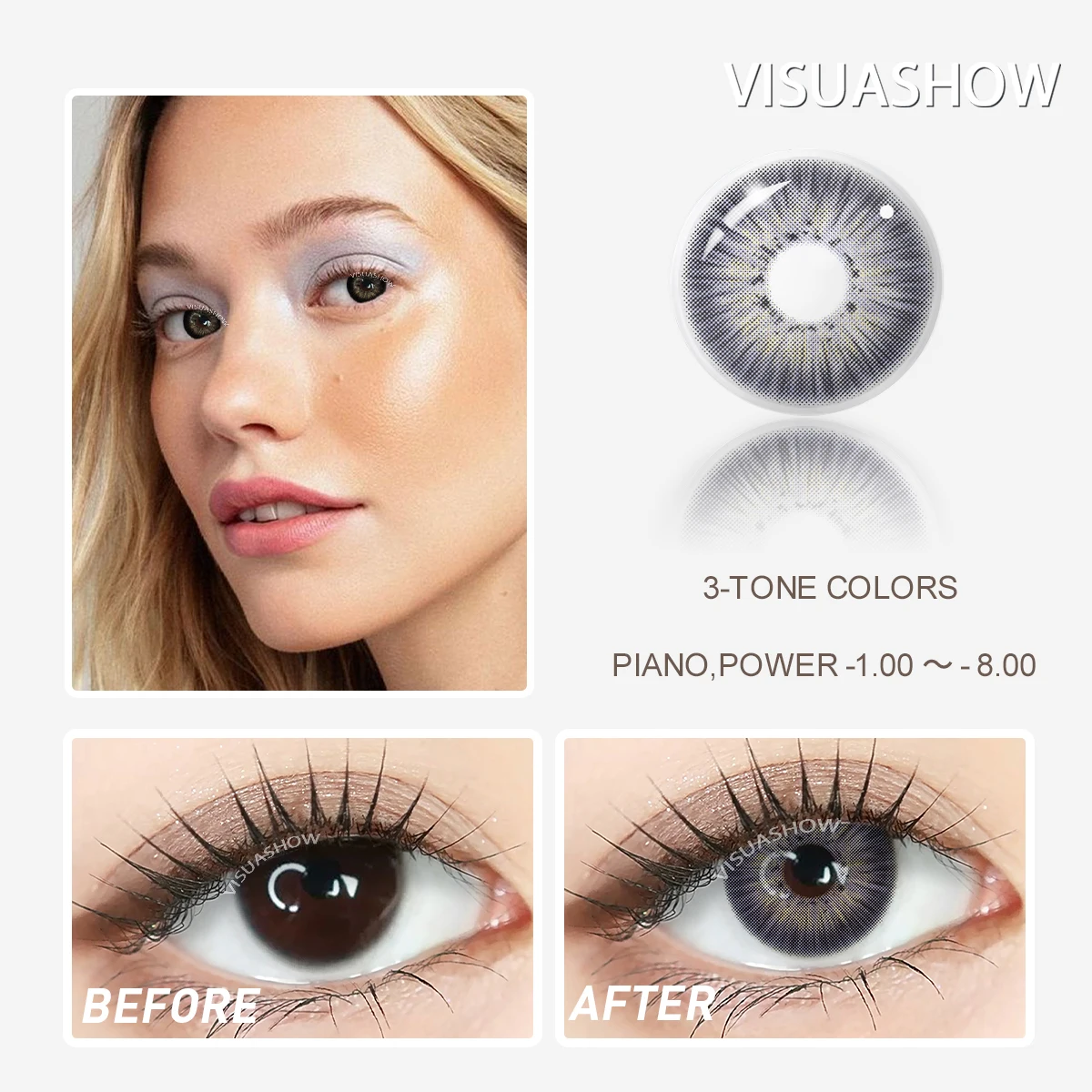 VISUASHOW Meta Series Myopia Contact Lenses -1.00 to -8.00 Natural Color Lens Eyes 2pcs Yearly colored Color Contacts For Beauty