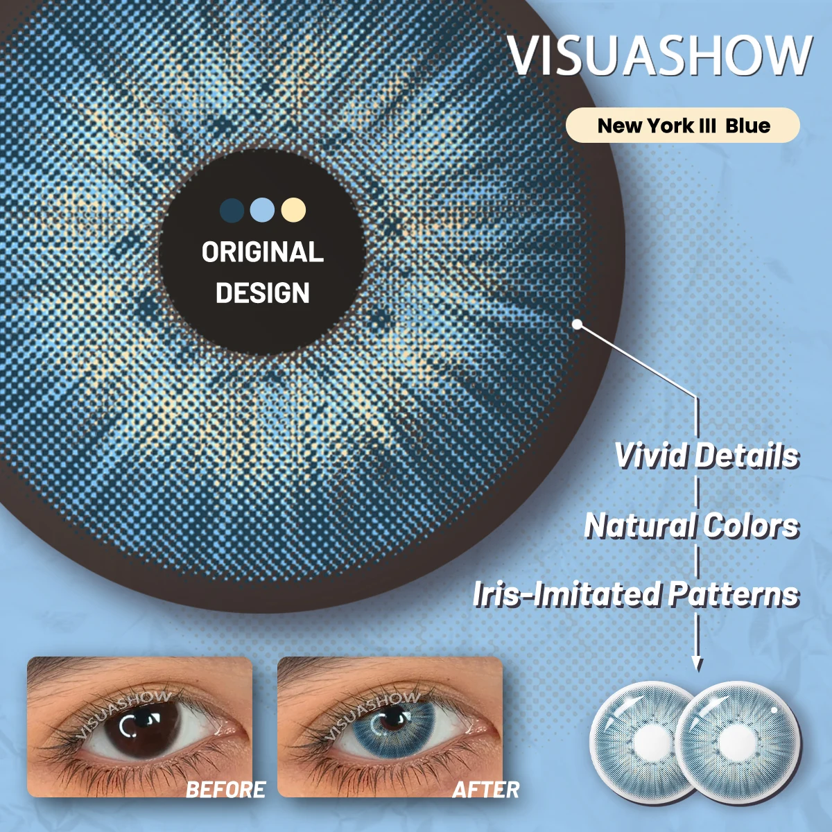 VISUASHOW Meta Series Myopia Contact Lenses -1.00 to -8.00 Natural Color Lens Eyes 2pcs Yearly colored Color Contacts For Beauty