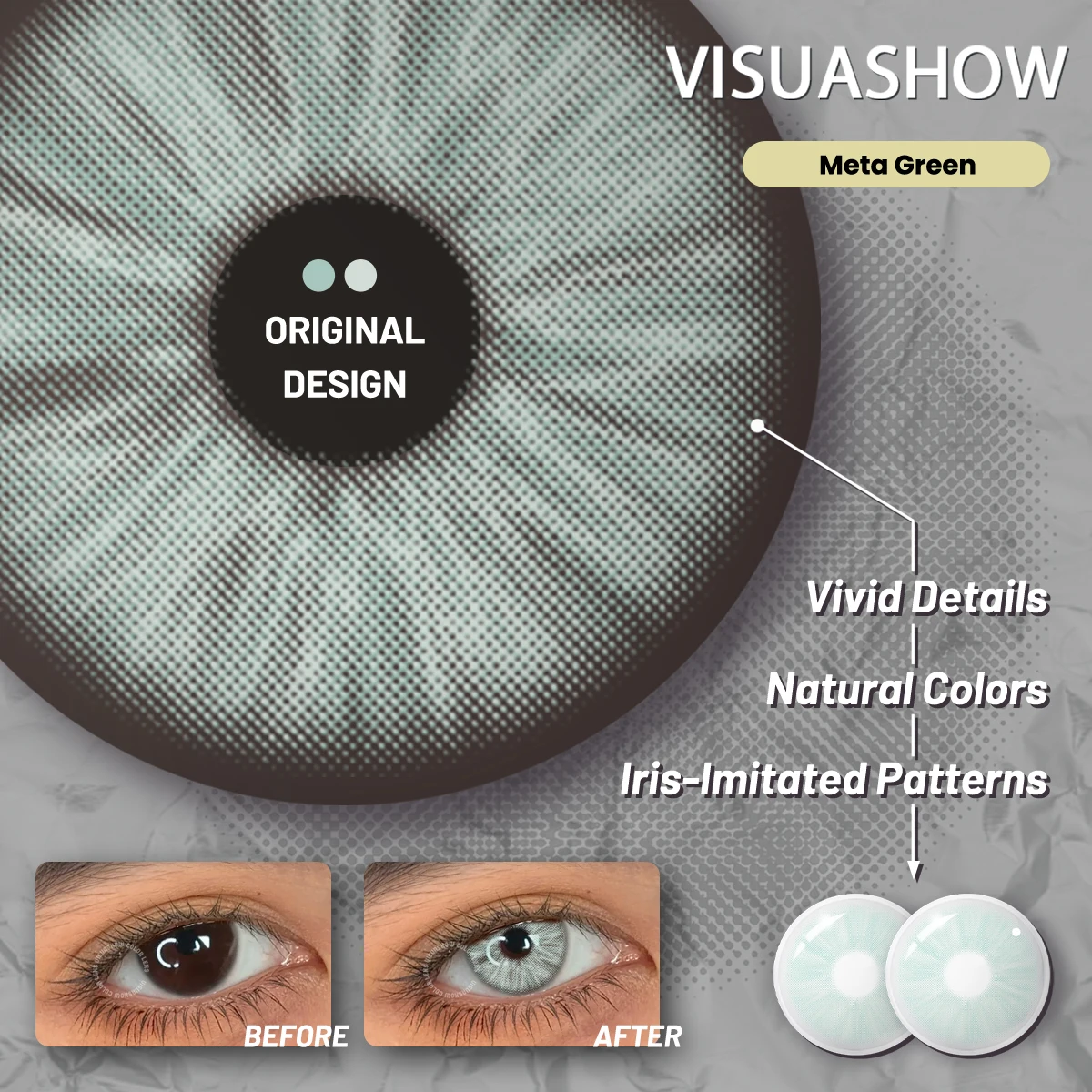 VISUASHOW Meta Series Myopia Contact Lenses -1.00 to -8.00 Natural Color Lens Eyes 2pcs Yearly colored Color Contacts For Beauty