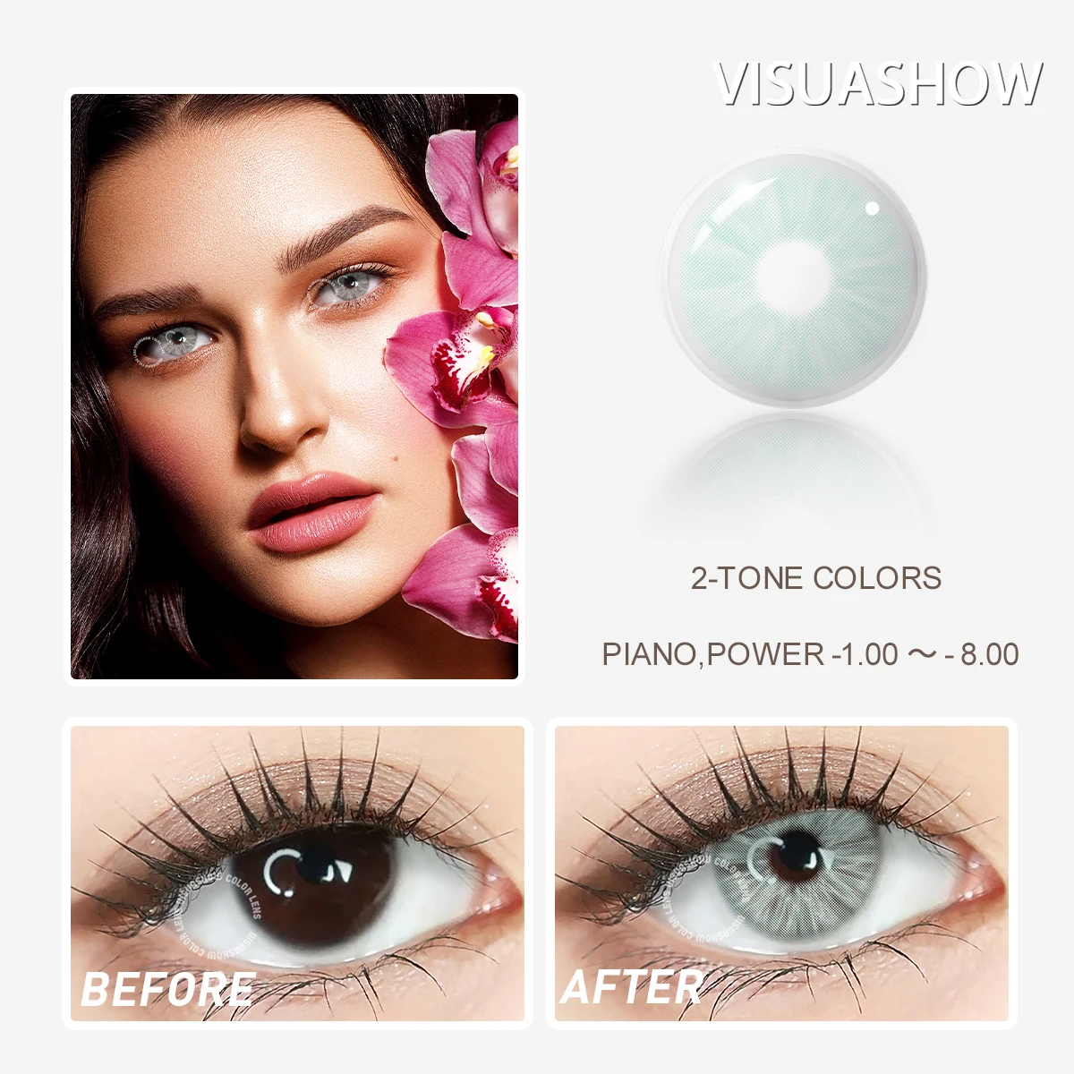 VISUASHOW Meta Series Myopia Contact Lenses -1.00 to -8.00 Natural Color Lens Eyes 2pcs Yearly colored Color Contacts For Beauty