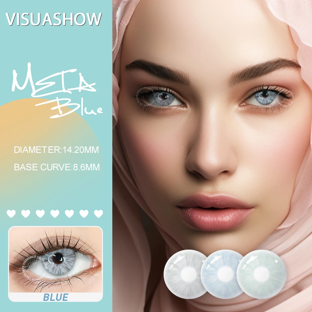 VISUASHOW Meta Series Myopia Contact Lenses -1.00 to -8.00 Natural Color Lens Eyes 2pcs Yearly colored Color Contacts For Beauty