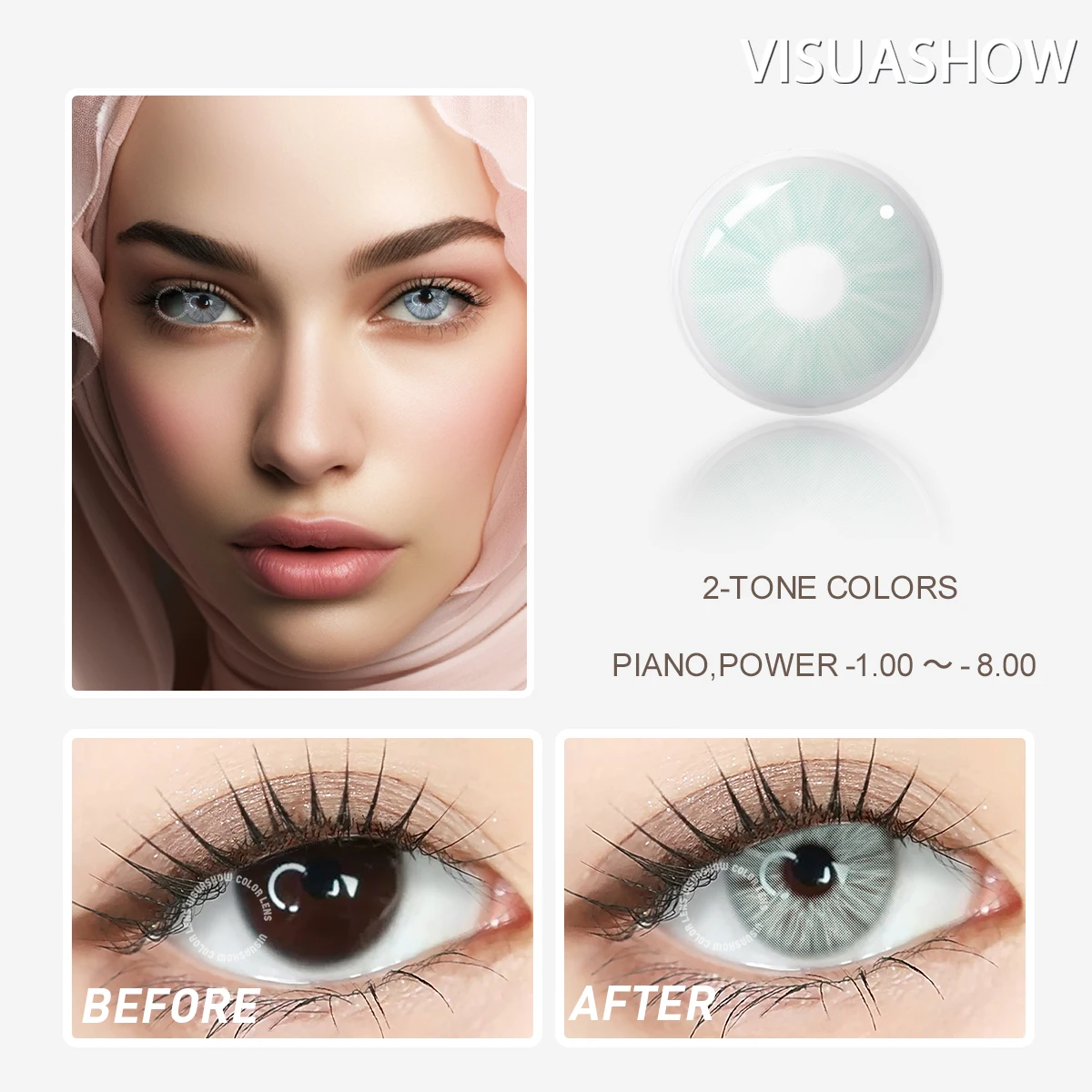 VISUASHOW Meta Series Myopia Contact Lenses -1.00 to -8.00 Natural Color Lens Eyes 2pcs Yearly colored Color Contacts For Beauty