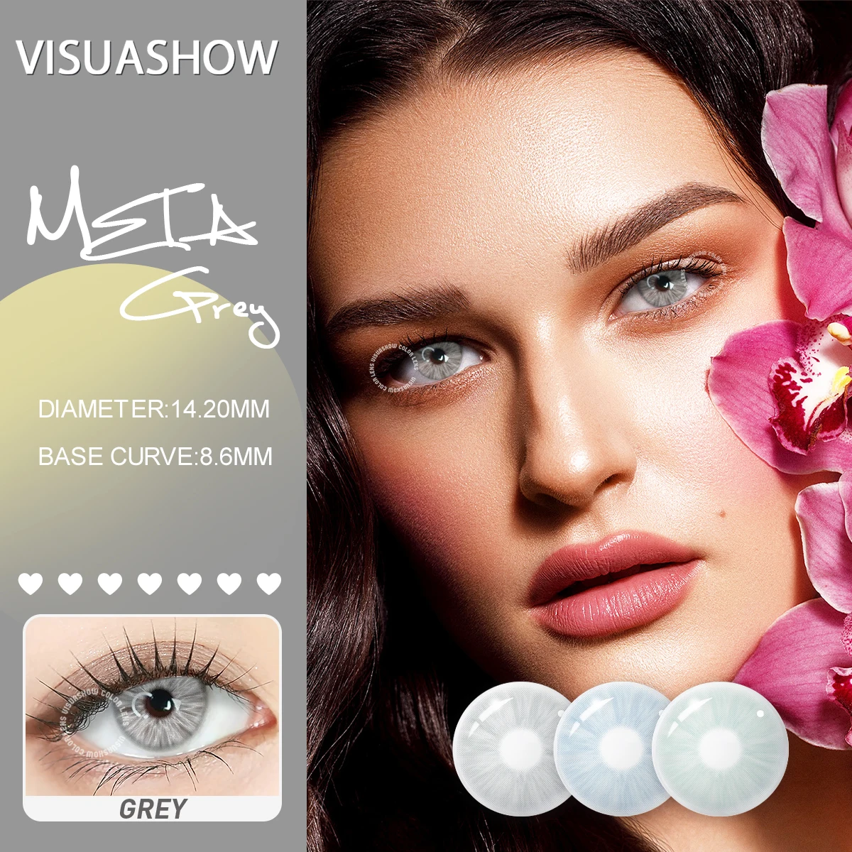 VISUASHOW Meta Series Myopia Contact Lenses -1.00 to -8.00 Natural Color Lens Eyes 2pcs Yearly colored Color Contacts For Beauty