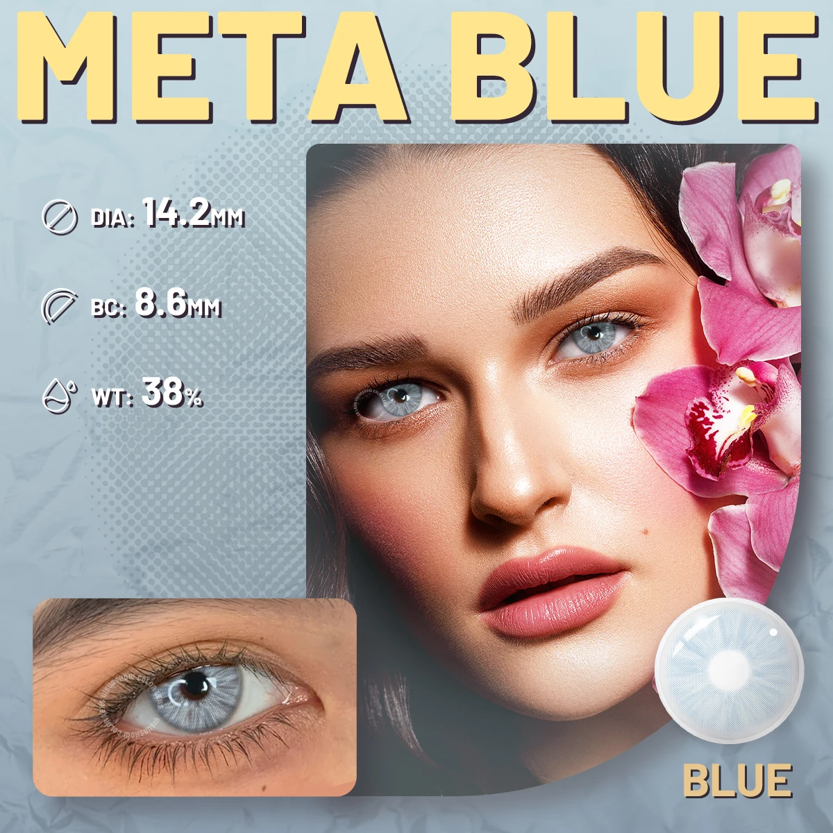 VISUASHOW Meta Series Myopia Contact Lenses -1.00 to -8.00 Natural Color Lens Eyes 2pcs Yearly colored Color Contacts For Beauty