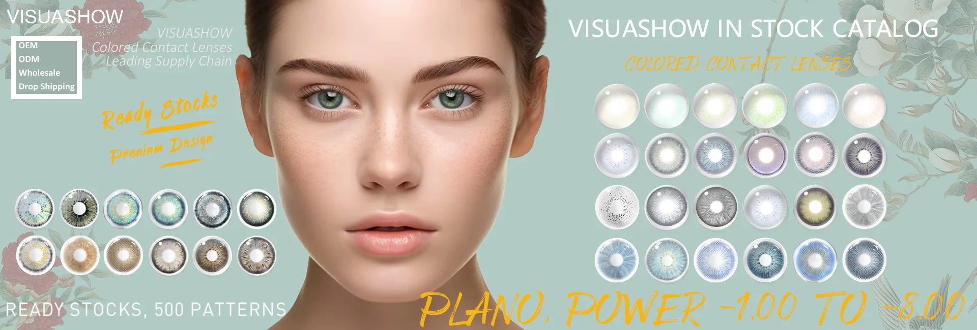 VISUASHOW Meta Series Myopia Contact Lenses -1.00 to -8.00 Natural Color Lens Eyes 2pcs Yearly colored Color Contacts For Beauty