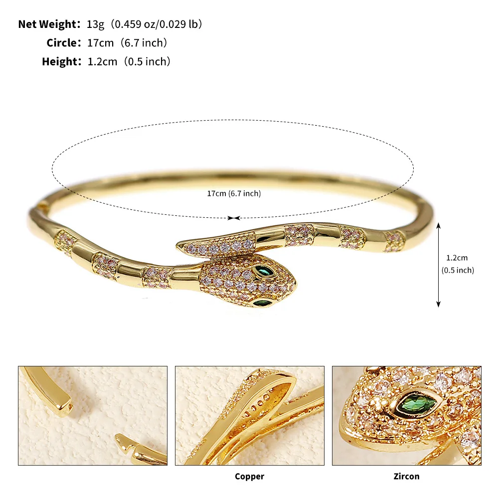 Golden Snake Nail Women's Bracelets European and American Stainless Steel Fashion Bangle Daily Jewelry Bracelet