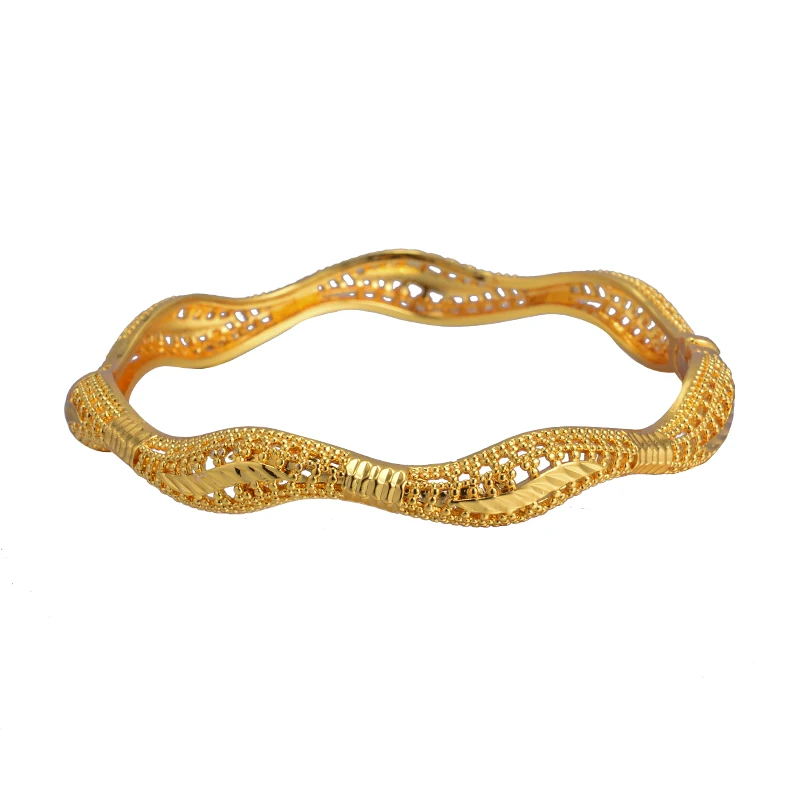 Dubai 24k Gold Color Luxury Bangles for Women Arabic New Anniversary Wedding Party Gifts Original Bracelets