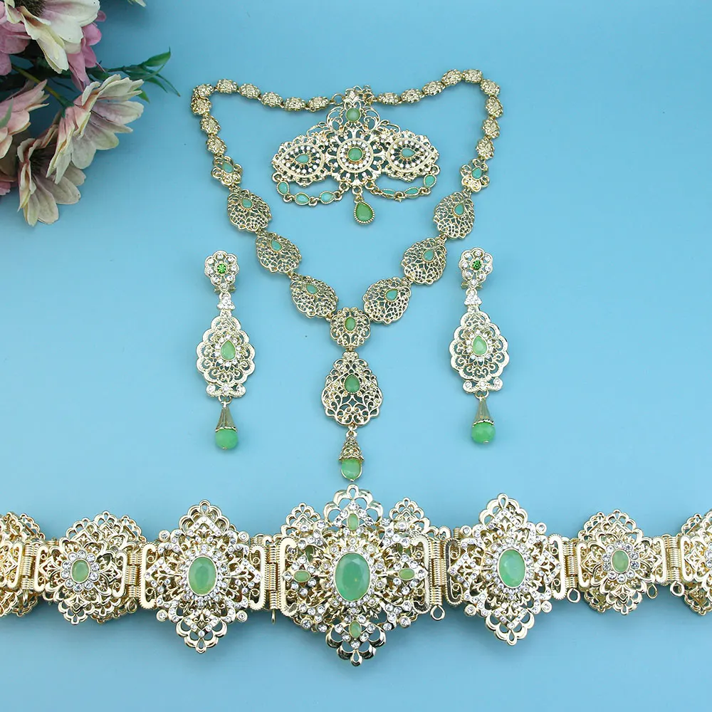 Sunspicems Chic Arabic Bride Jewelry Sets For Women Gold Color Crystal Morocco Belt Necklace Caftan Brooch Earring Muslim Sets Sunspicems Chic Arabic Bride Jewelry Sets For Women Gold Color Crystal Morocco Belt Necklace Caftan Brooch Earring Muslim Sets