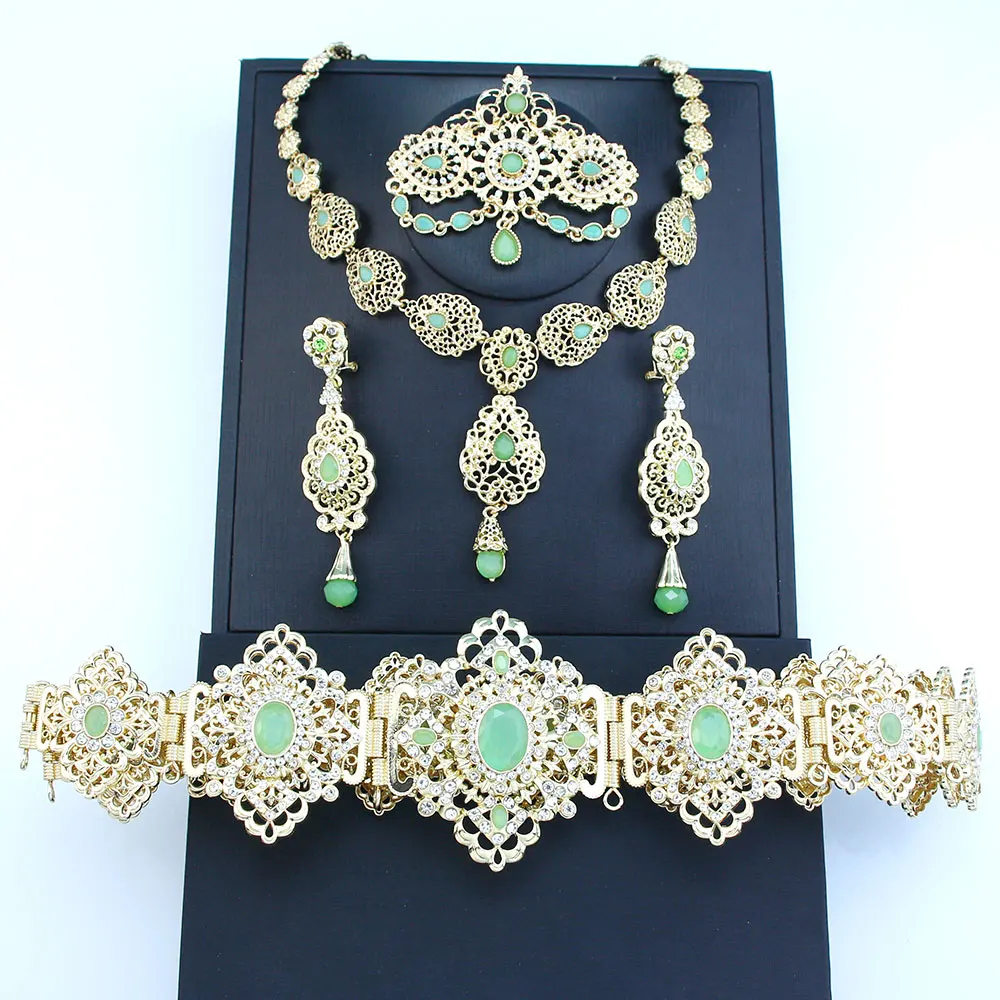 Sunspicems Chic Arabic Bride Jewelry Sets For Women Gold Color Crystal Morocco Belt Necklace Caftan Brooch Earring Muslim Sets Sunspicems Chic Arabic Bride Jewelry Sets For Women Gold Color Crystal Morocco Belt Necklace Caftan Brooch Earring Muslim Sets