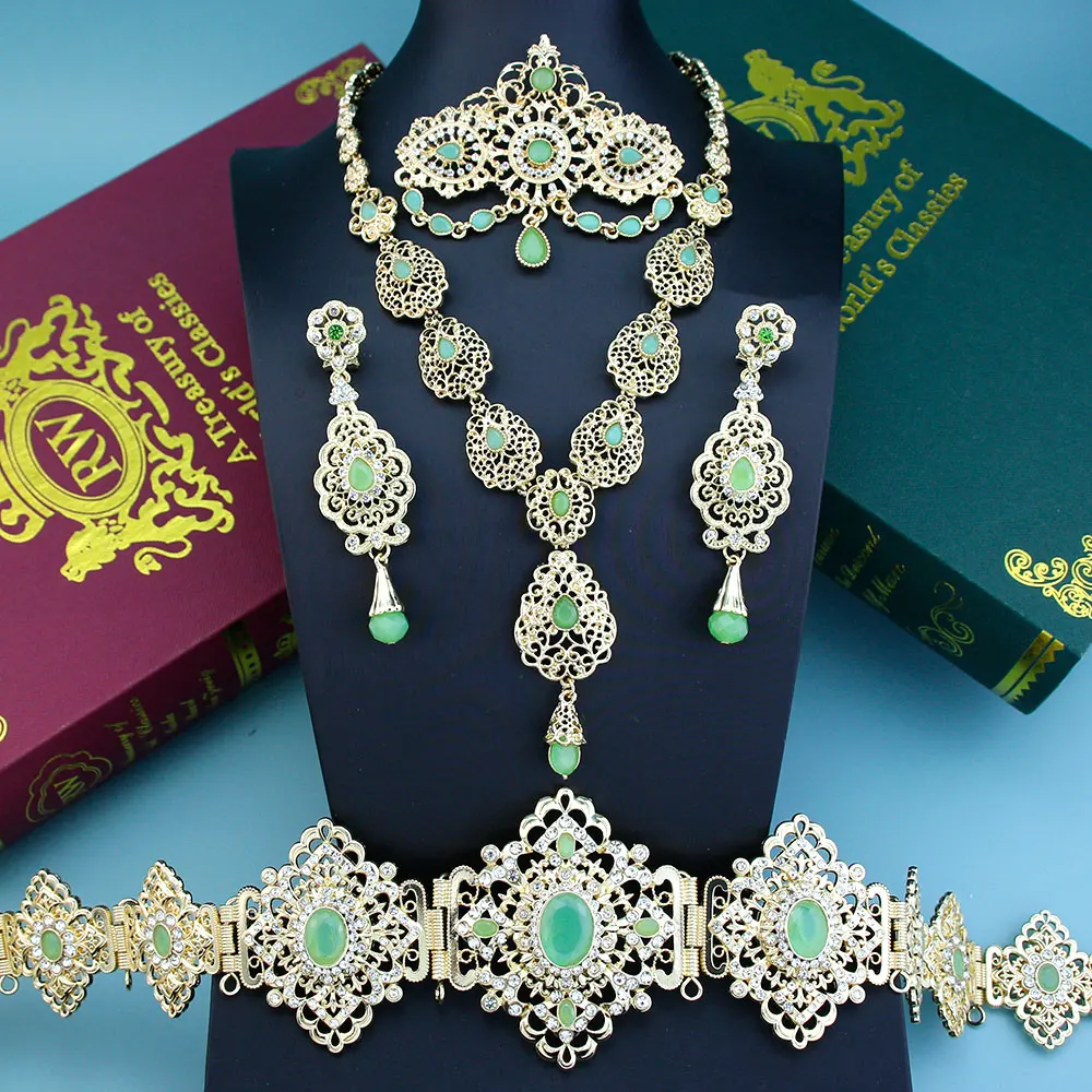 Sunspicems Chic Arabic Bride Jewelry Sets For Women Gold Color Crystal Morocco Belt Necklace Caftan Brooch Earring Muslim Sets Sunspicems Chic Arabic Bride Jewelry Sets For Women Gold Color Crystal Morocco Belt Necklace Caftan Brooch Earring Muslim Sets