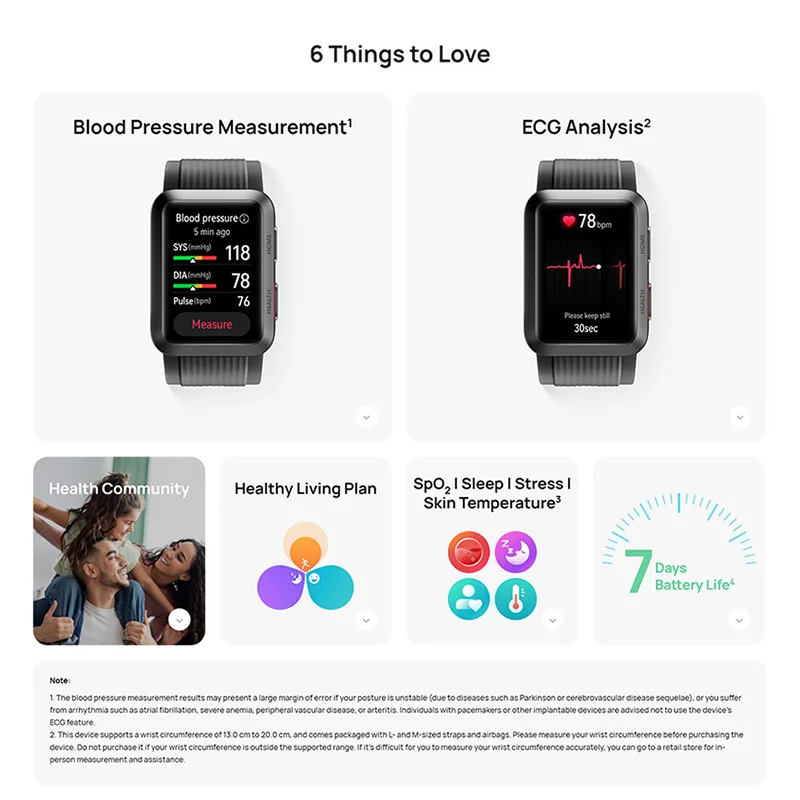 Original Huawei WATCH D Wrist ECG Blood Pressure Recorder Intelligent Blood Pressure Measurement Health Monitor Sport Bracelet