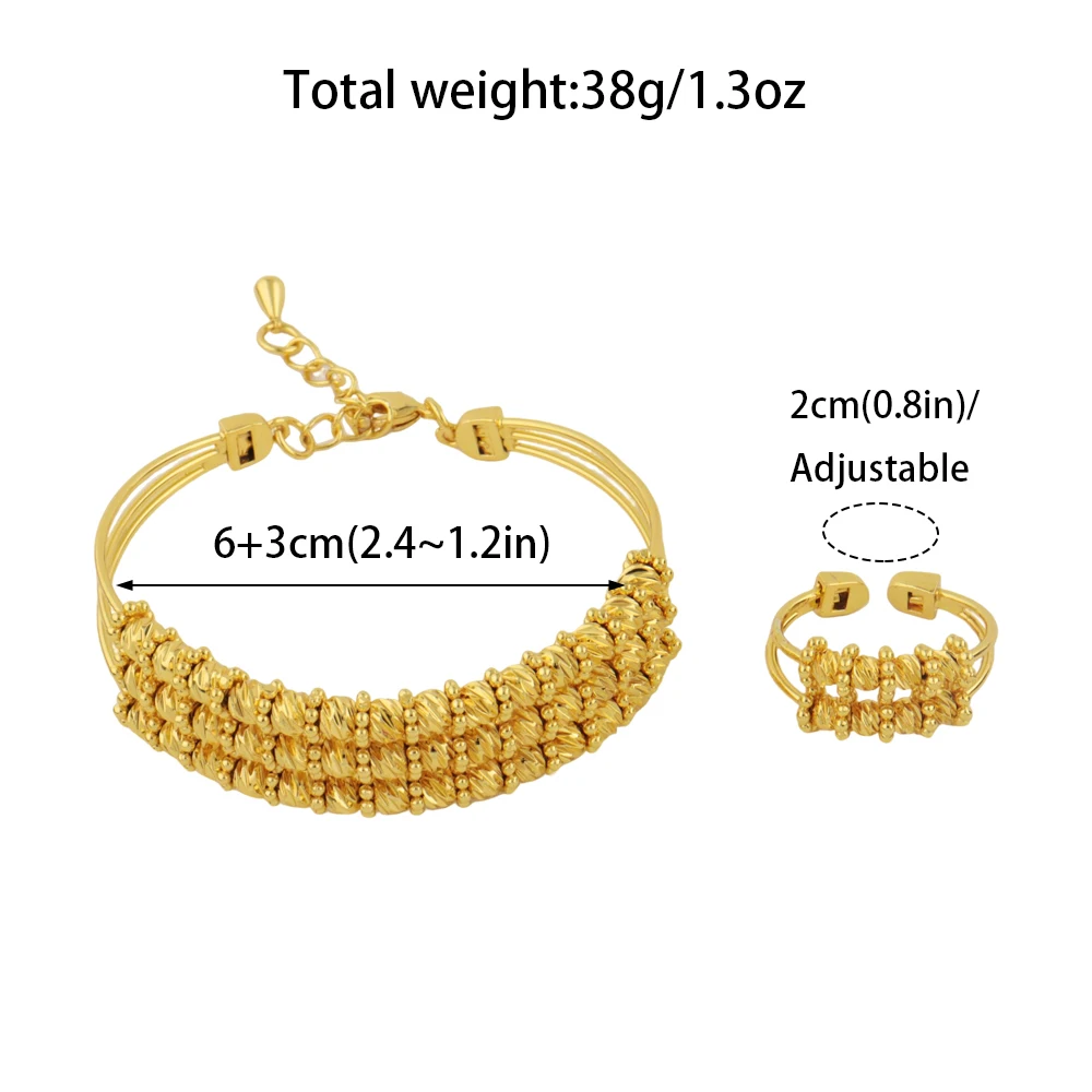 Dubai Women Gold Color Bangles 18k Gold Color Twist Bracelet Ring Wedding Birthday Gift Gold Color Fine Jewelry Gifts Not Fade