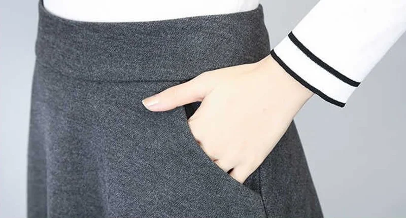 Lucyever New Winter Women's Long Woolen Skirt Elegant High Waist Wool A Line Skirts Female Casual Thick Warm Pocket Maxi Skirts
