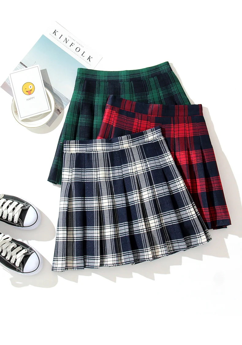 Plaid Women Mini Skirt Summer A-Line Female Pleated Casual High Waist Women Girls Short Streetwear Student Skirts