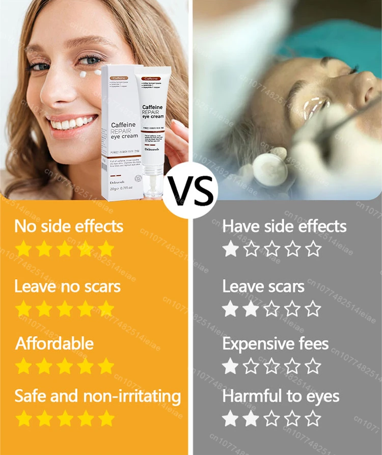 Instantly removes under eye bags, reduces fine wrinkles, improves skin elasticity, eliminates dark circles, brightens the eye ar