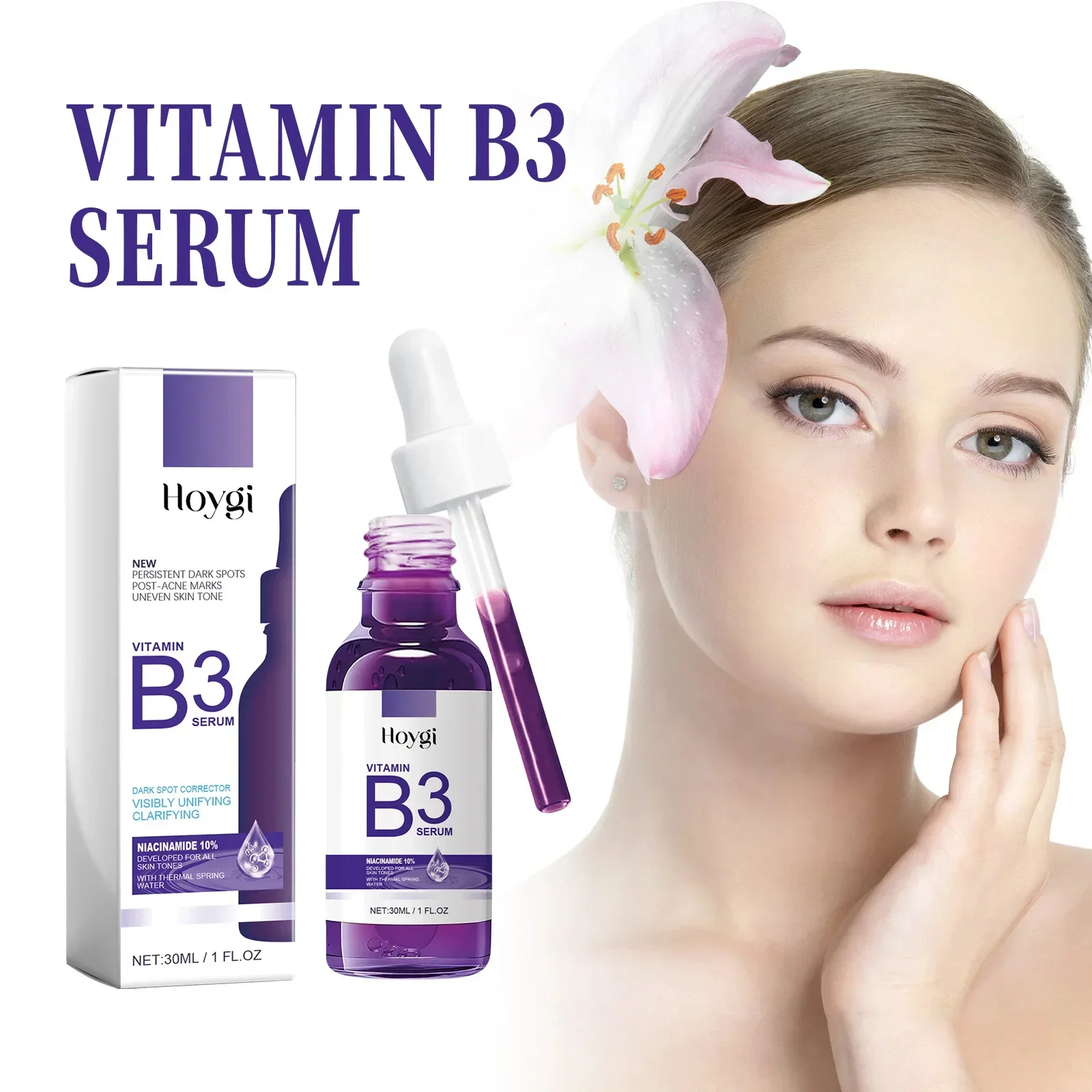 Hoygi Niacinamide Facial Serum Vitamin B3 Wrinkles Pigment Dark Spot Removal Correcting Glow Serum Face Whitening Moisturizer