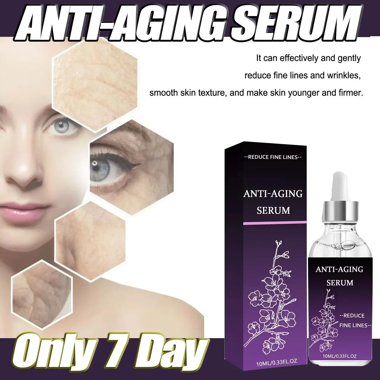 Premium Anti-Wrinkle Hyaluronic Acid Serum - Reduces Fine Lines Deep Hydration Firms Skin Fast Absorption Non-Greasy