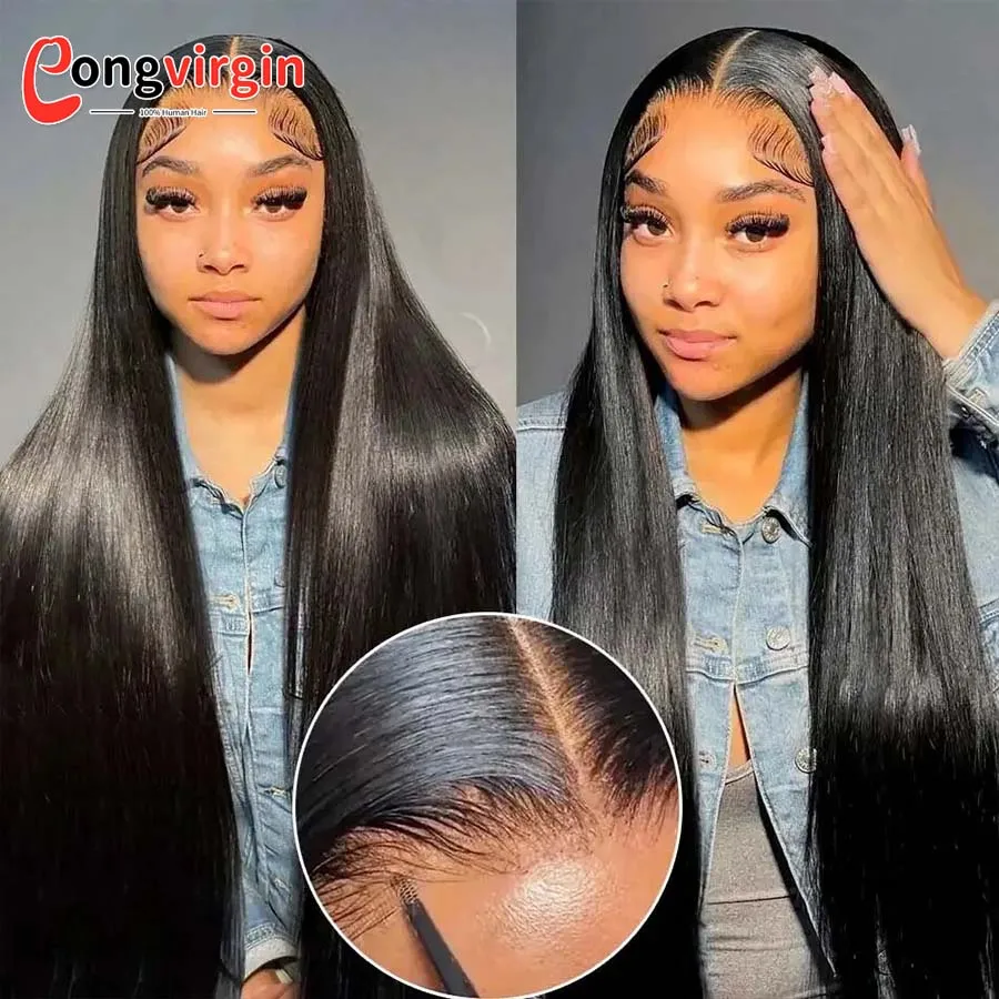5×5 Glueless Wig Human Hair Ready To Wear Pre-Cut Lace Wear And Go Glueless Wigs Straight Lace Front Human Hair Wig For Women