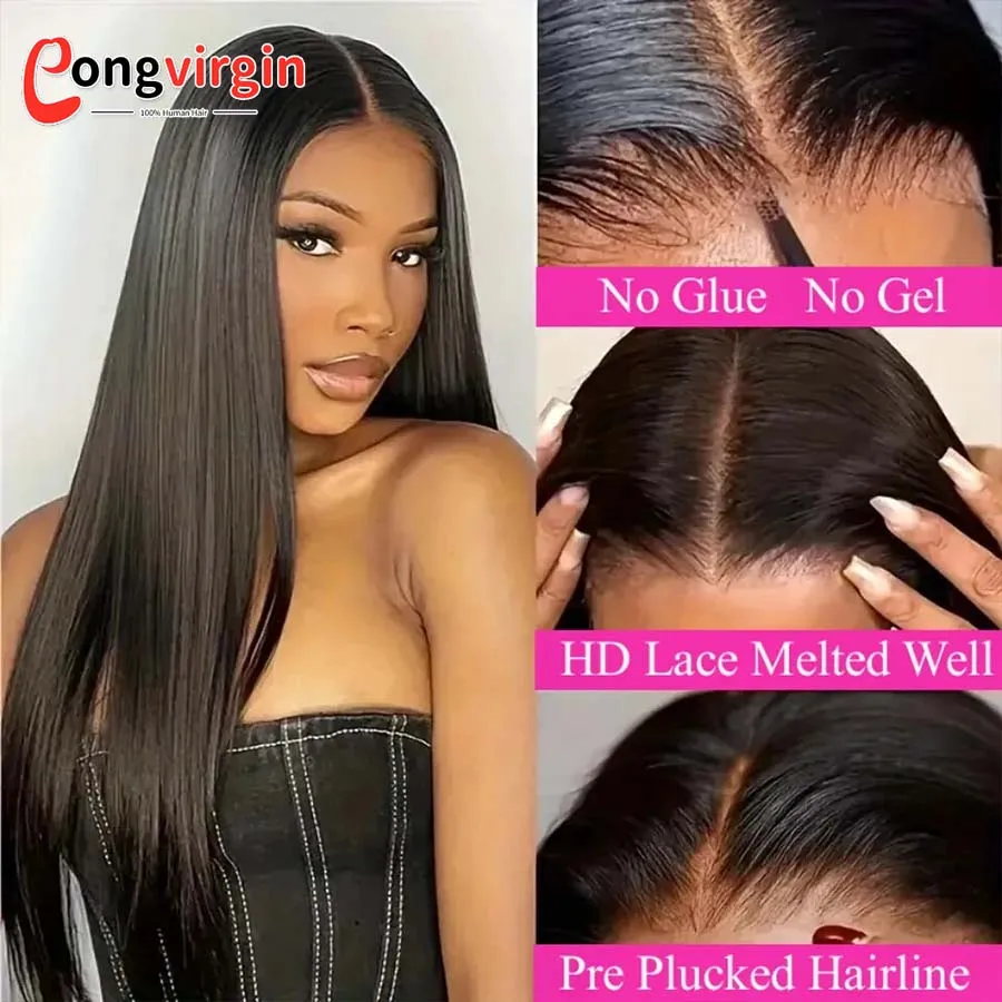 5x5 Glueless Wig Human Hair Ready To Wear Pre-Cut Lace Wear And Go Glueless Wigs Straight Lace Front Human Hair Wig For Women 5x5 Glueless Wig Human Hair Ready To Wear Pre-Cut Lace Wear And Go Glueless Wigs Straight Lace Front Human Hair Wig For Women