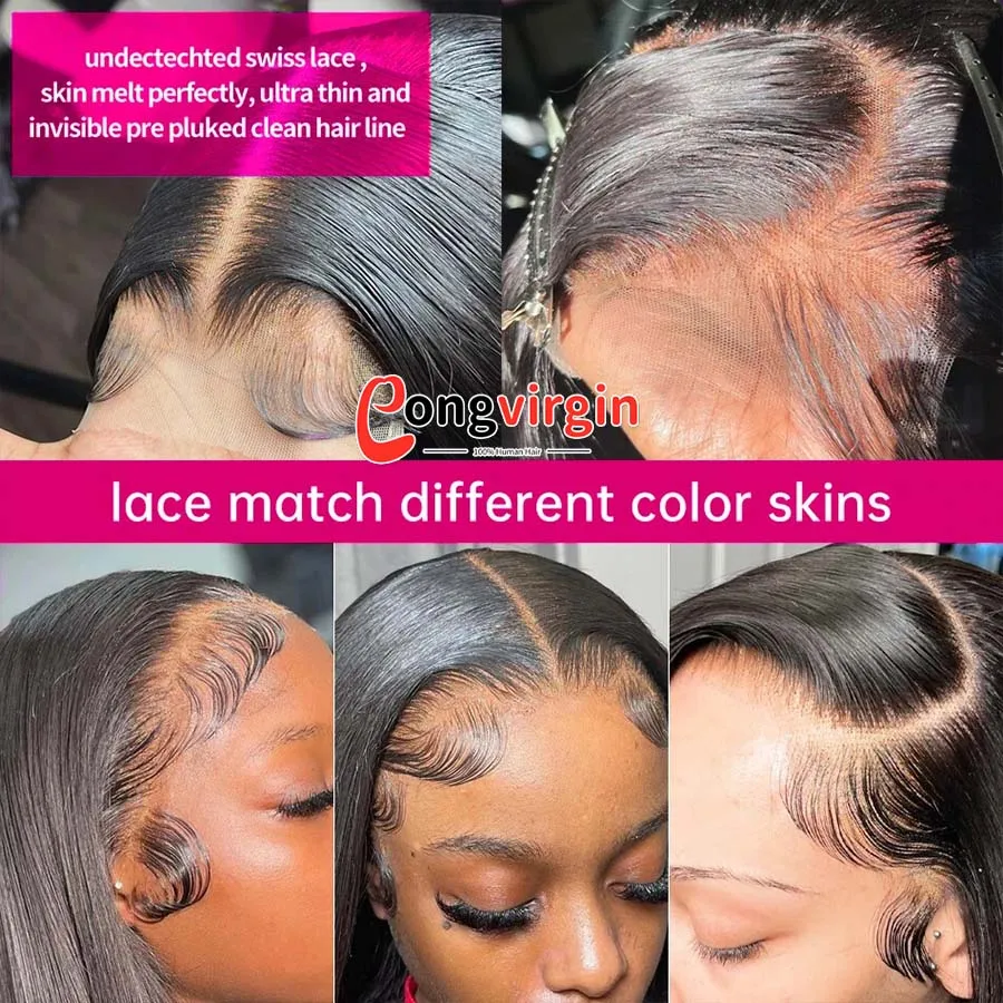 5×5 Glueless Wig Human Hair Ready To Wear Pre-Cut Lace Wear And Go Glueless Wigs Straight Lace Front Human Hair Wig For Women