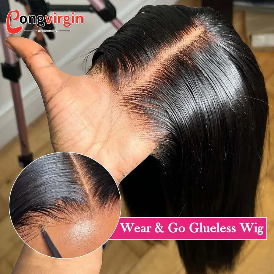 5x5 Glueless Wig Human Hair Ready To Wear Pre-Cut Lace Wear And Go Glueless Wigs Straight Lace Front Human Hair Wig For Women 5x5 Glueless Wig Human Hair Ready To Wear Pre-Cut Lace Wear And Go Glueless Wigs Straight Lace Front Human Hair Wig For Women