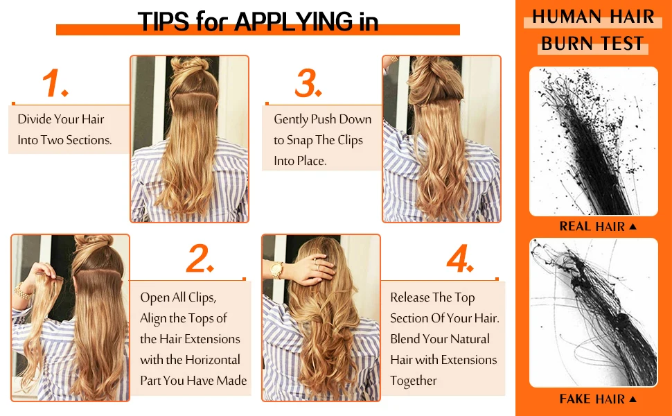 Full Shine Human Hair Extensions Clip in Hair Extensions Human Hair 7PCS 105G Double Weft Hair Extensions Human Hair For Woman