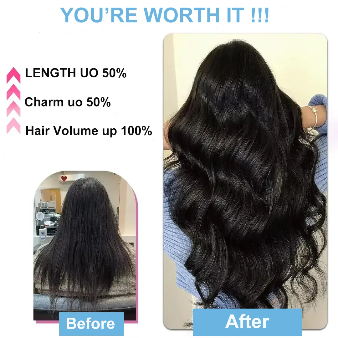 Body Wave Clip In Human Hair Extensions Full Head Brazilian Virgin Hair Clip on Hair Extension for Women 8 Pcs/Set 120Gram Weft