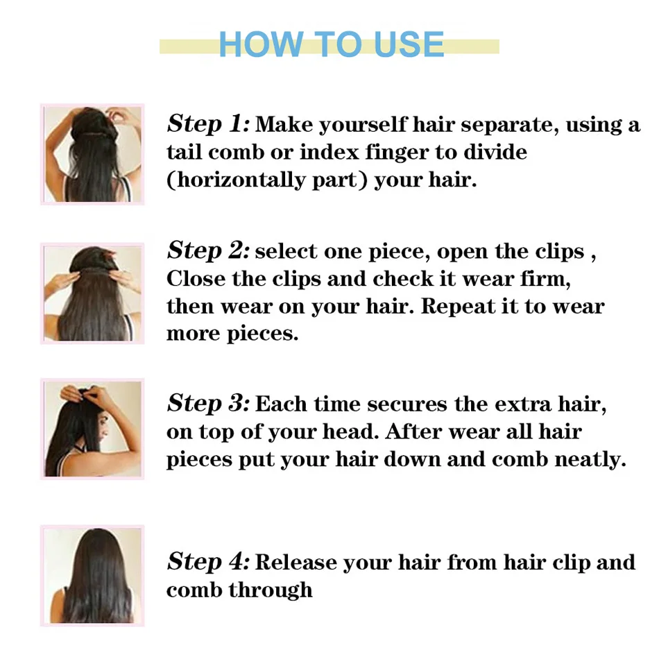 Body Wave Clip In Human Hair Extensions Full Head Brazilian Virgin Hair Clip on Hair Extension for Women 8 Pcs/Set 120Gram Weft