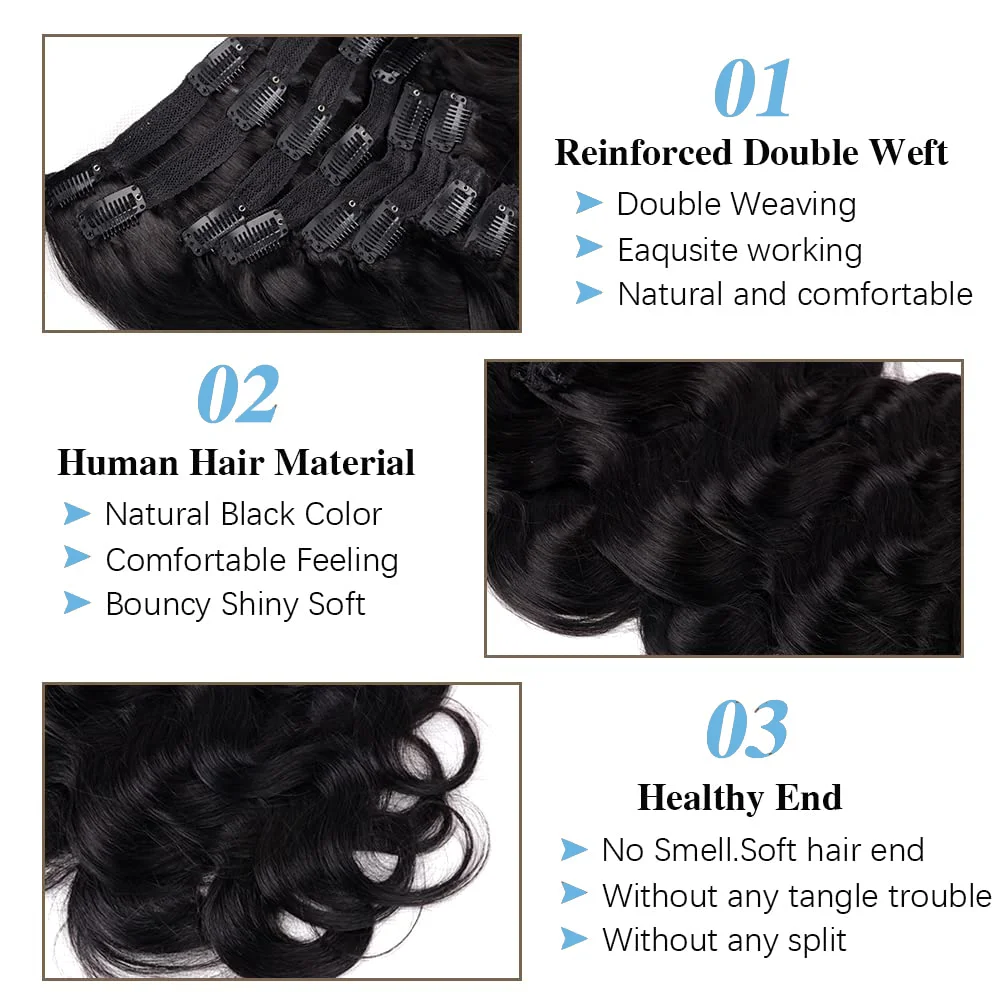 Body Wave Clip in Hair Extensions Real Human Hair Clip ins 100% Brazilian Hair Seamless Clip in Hair For Women 120 Gram Body Wave Clip in Hair Extensions Real Human Hair Clip ins 100% Brazilian Hair Seamless Clip in Hair For Women 120 Gram