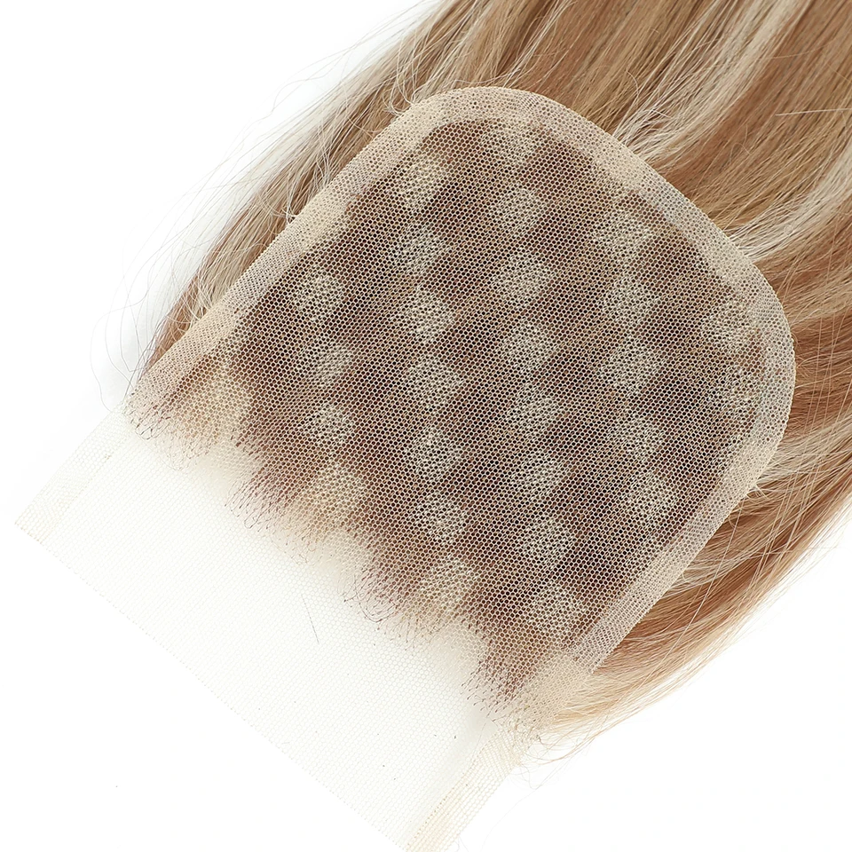 Magicae 4X4 Lace Closure Straight 22Inches Blond 27/613 Highlight Synthetic Heat Resistant Pre-Plucked Transparent Lace Hair