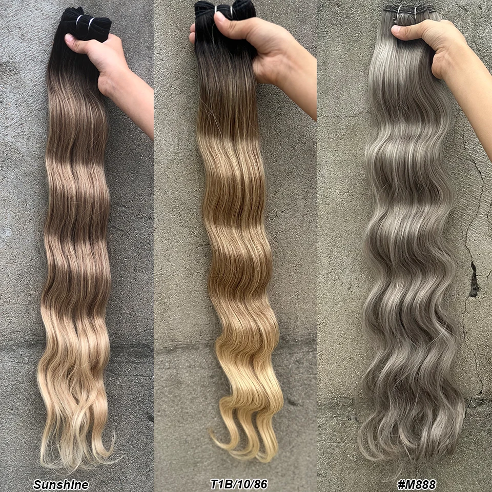 Magicae 200g/Pc Chocolate Ombre Brown Orange Blond 27/613 Grey High Temperature Synthetic Hair Extension 30Inch Body Wave Bundle