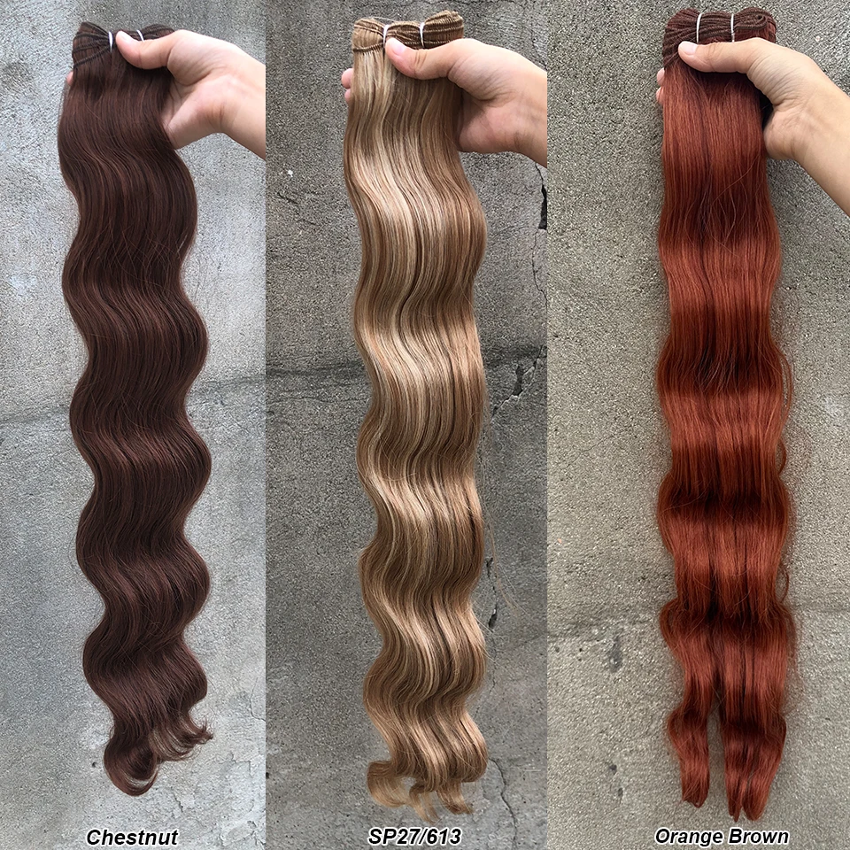 Magicae 200g/Pc Chocolate Ombre Brown Orange Blond 27/613 Grey High Temperature Synthetic Hair Extension 30Inch Body Wave Bundle