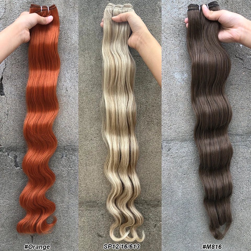 Magicae 200g/Pc Chocolate Ombre Brown Orange Blond 27/613 Grey High Temperature Synthetic Hair Extension 30Inch Body Wave Bundle